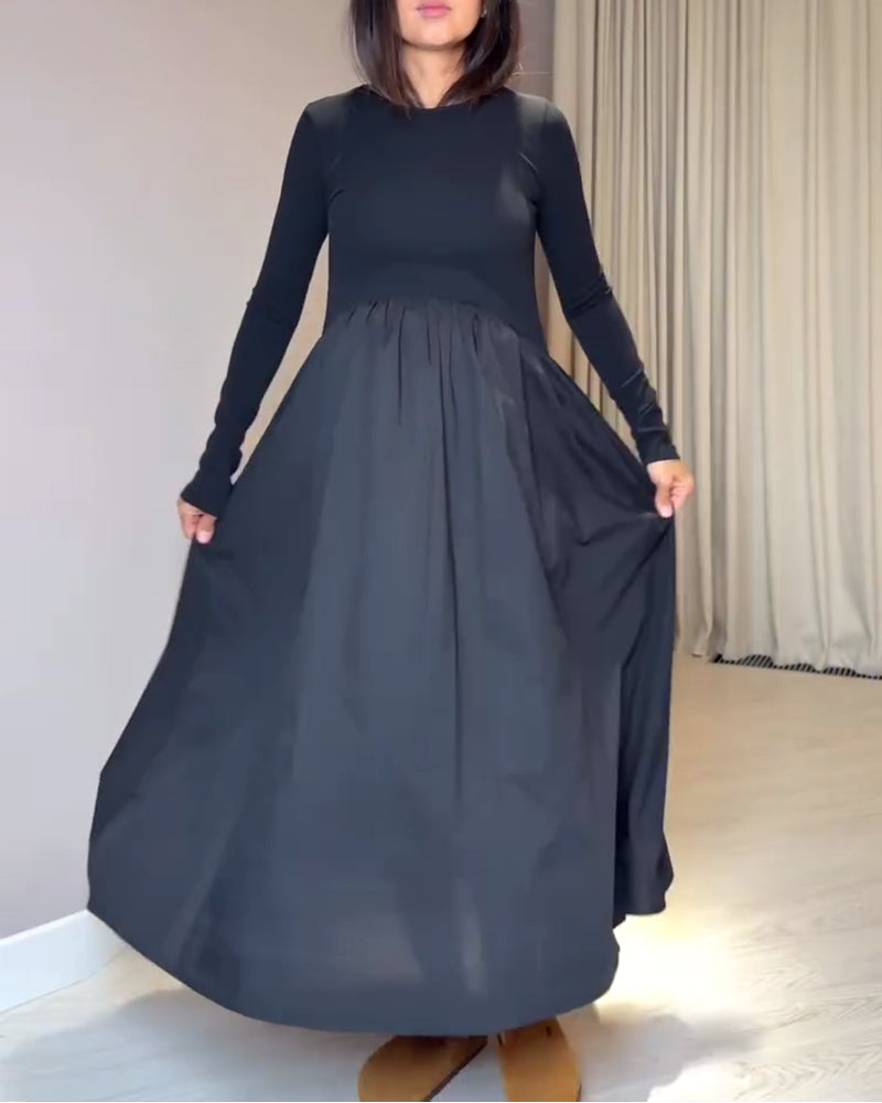 Round Neck Elegant Patchwork Dress