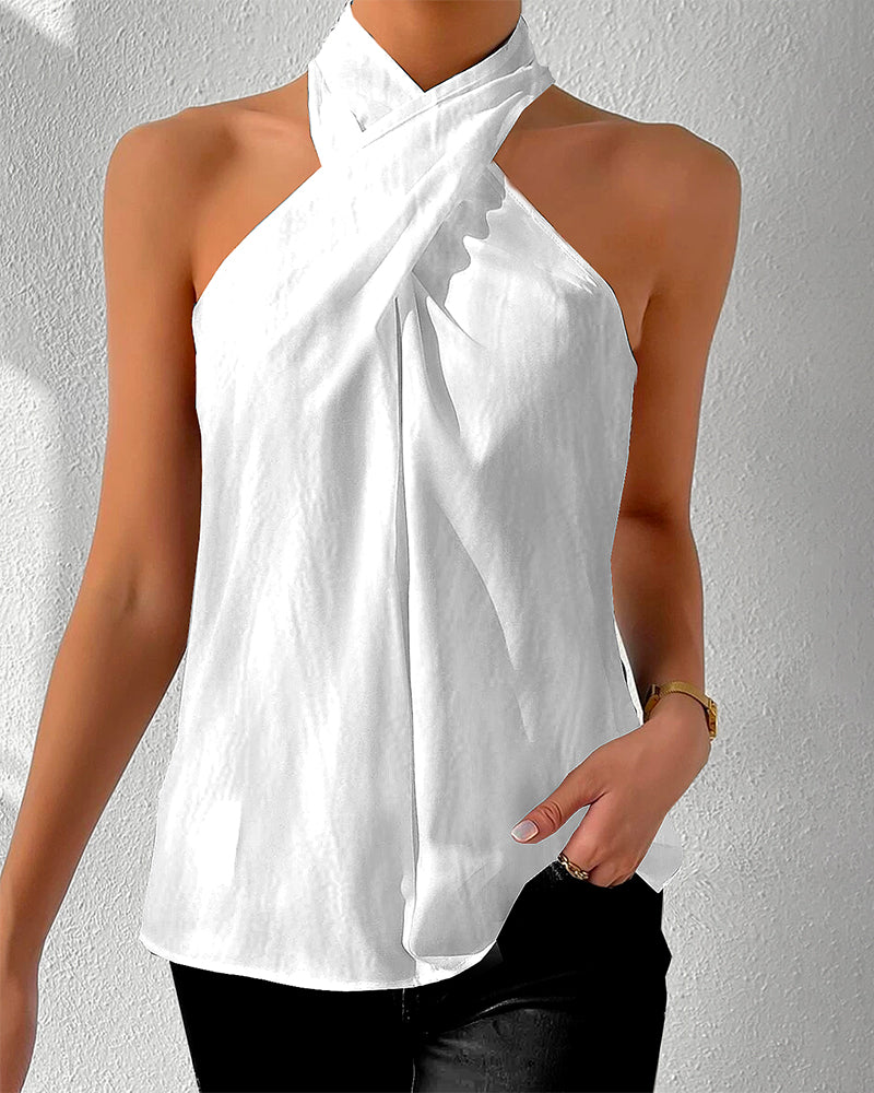 Fashion Halter Solid Color Tank Top