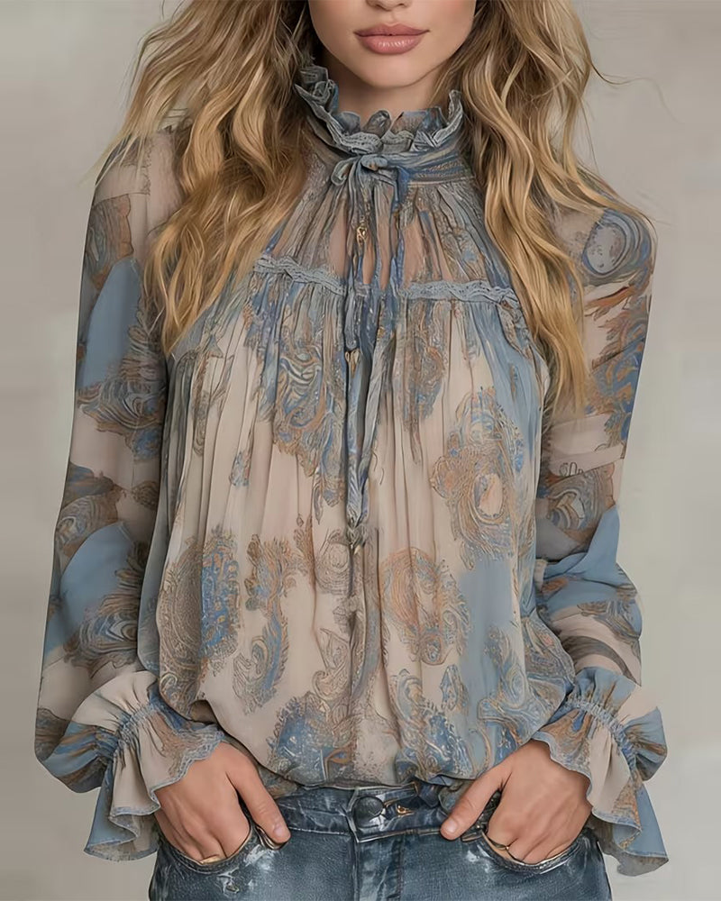 Bohemian Style Cashew Flower Fashion Blouse