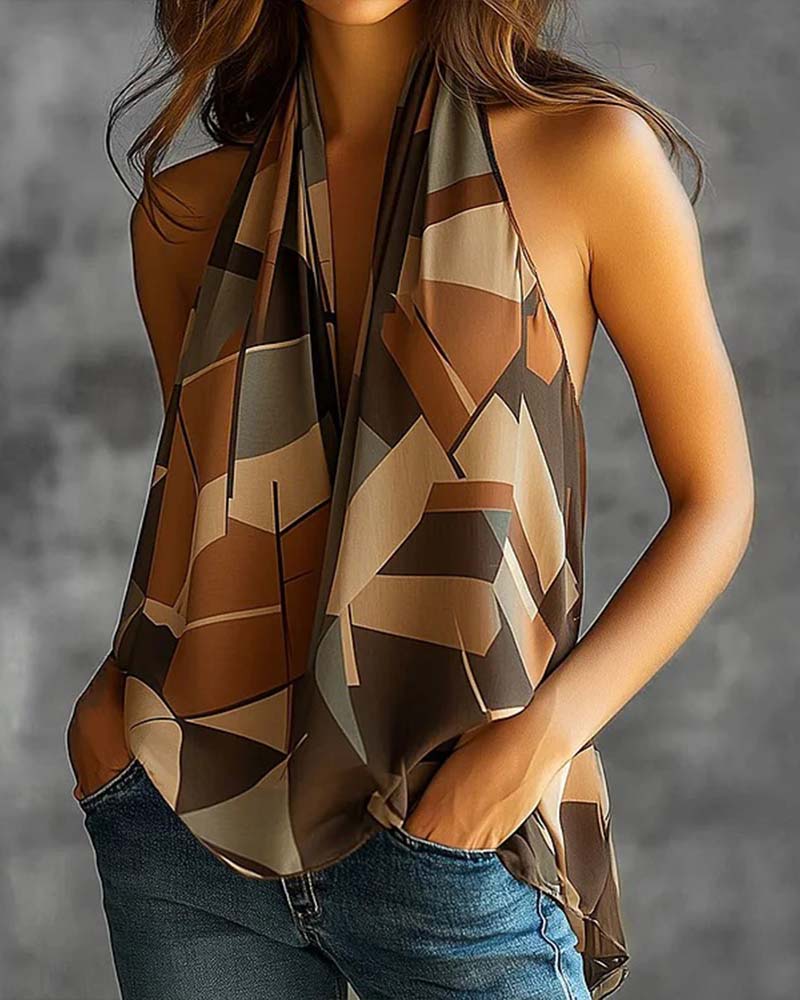 Elegant Printed Sleeveless Tank Top