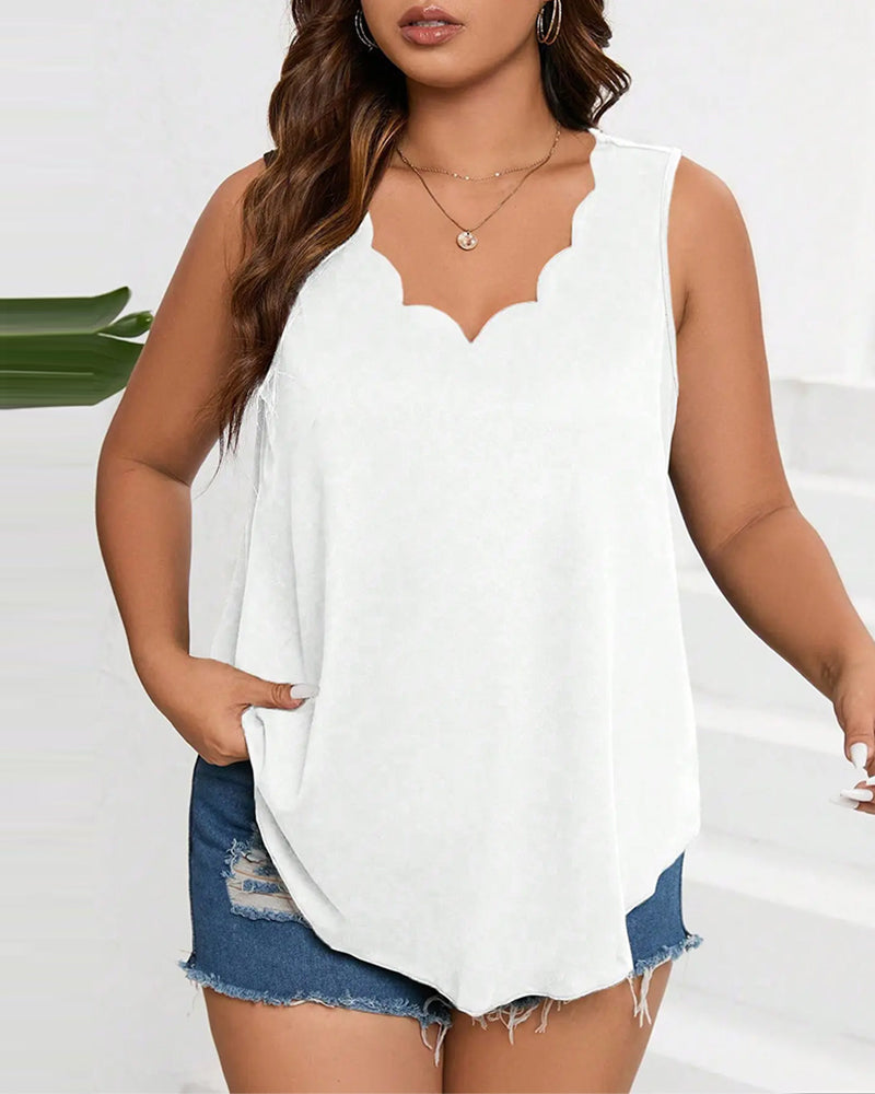 Solid Color V-Neck Sleeveless Tank Tops