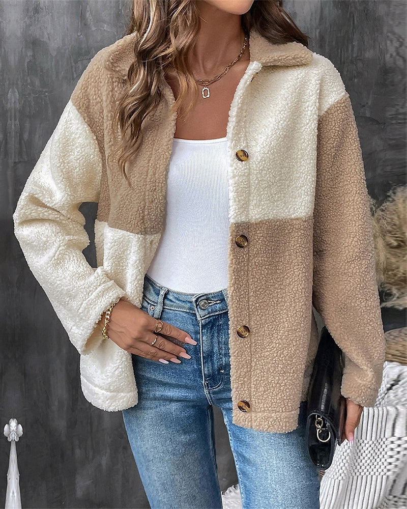 Solid Color Fashionable Lapel Sweatshirt