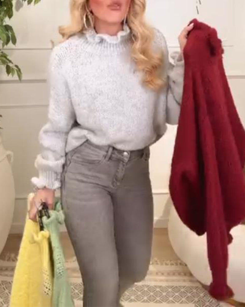 Romantic Loose Sweater with Curved Edges