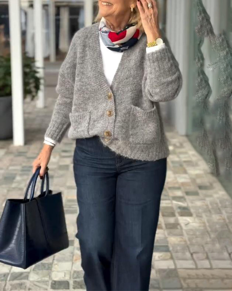 Classic Pocket and Button Placket Cardigan