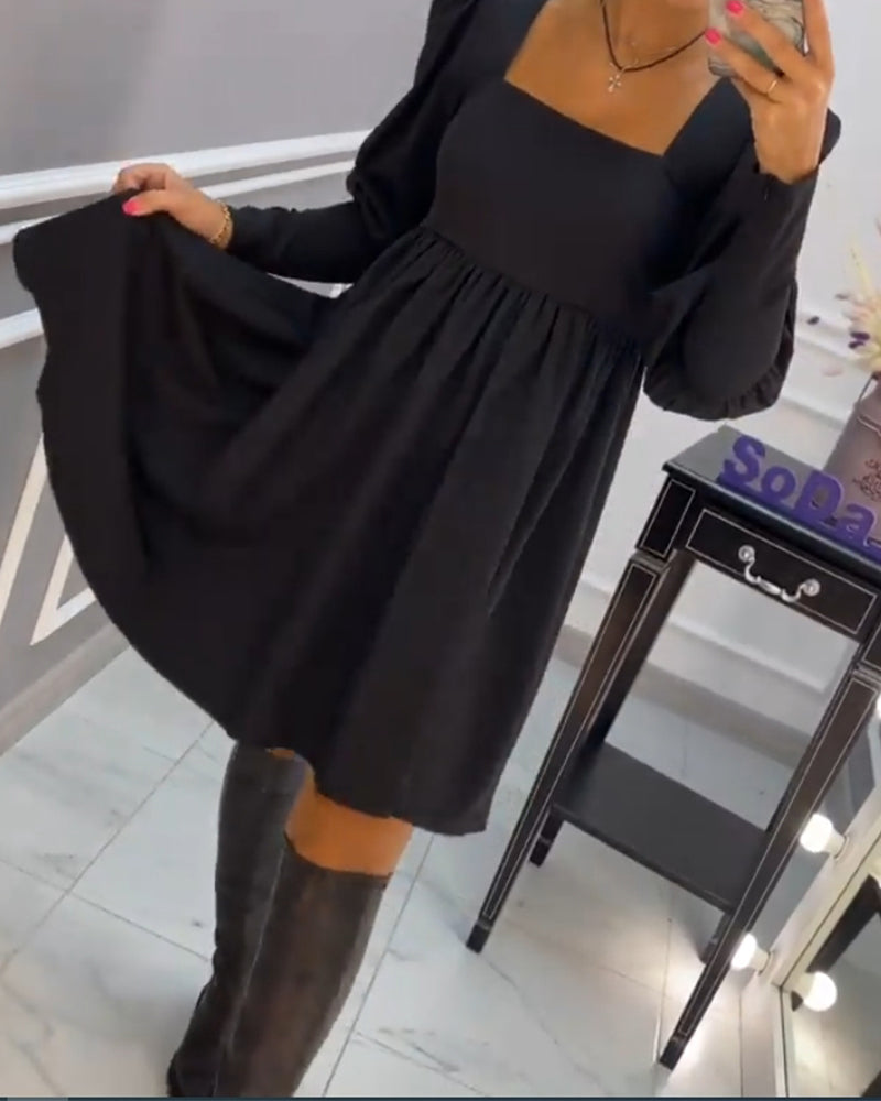 Elegant Square Neck A-Line Dress