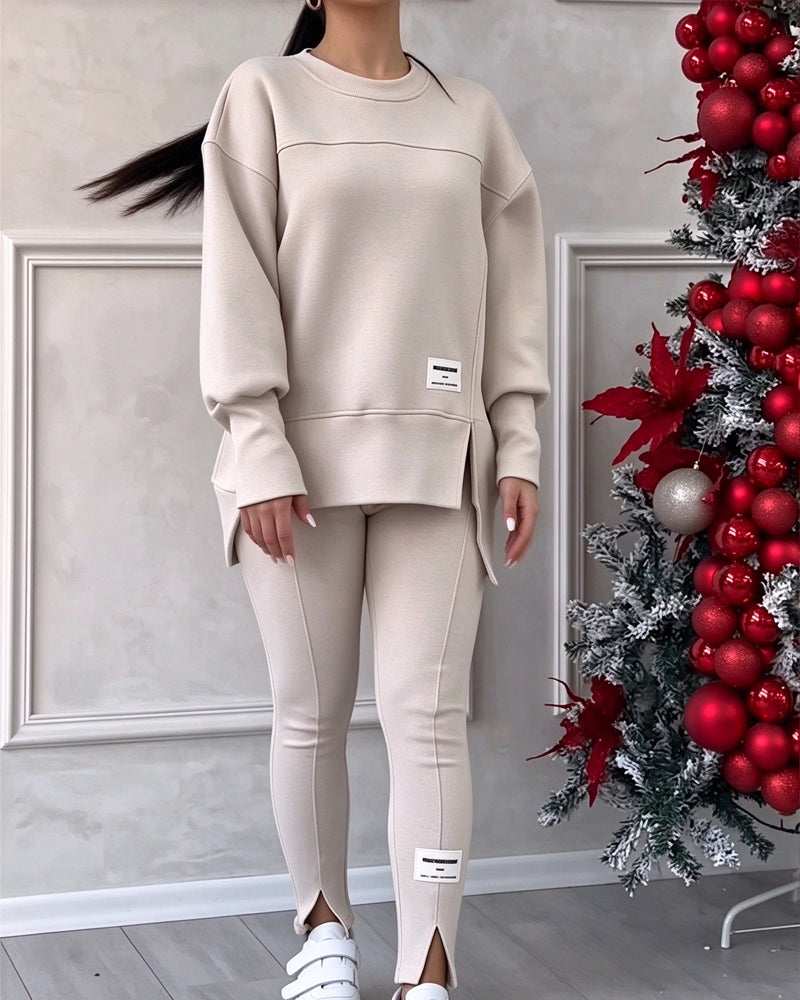 Printed Sweatshirt And Sweatpants Set