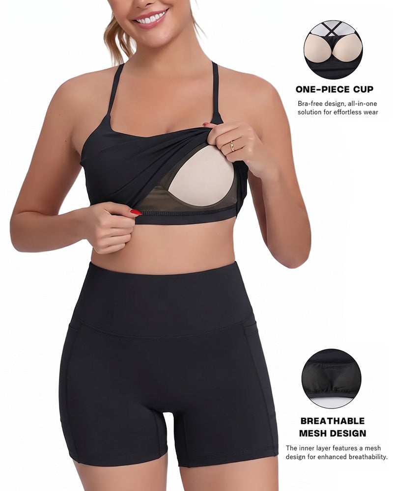 Back Cross Solid Cami Top