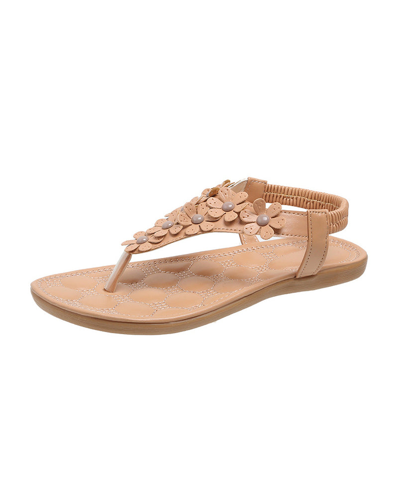 Beach Sandals with 3D Flowers