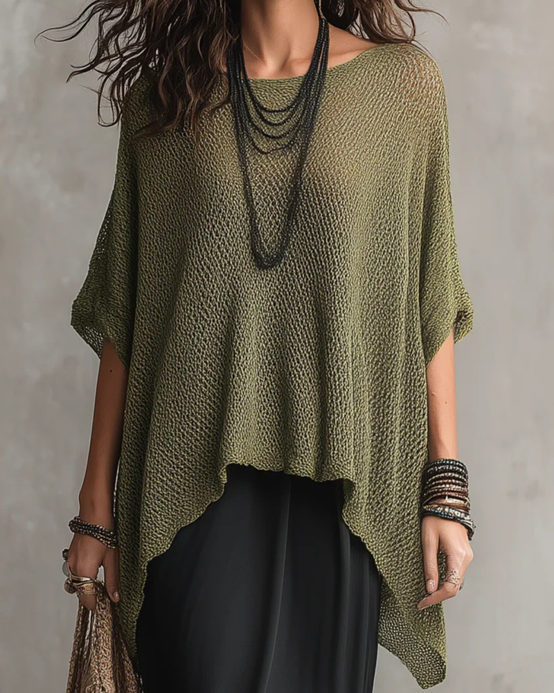 Solid Color Irregular Loose Pullover