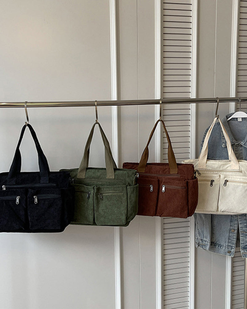 Solid color corduroy bag