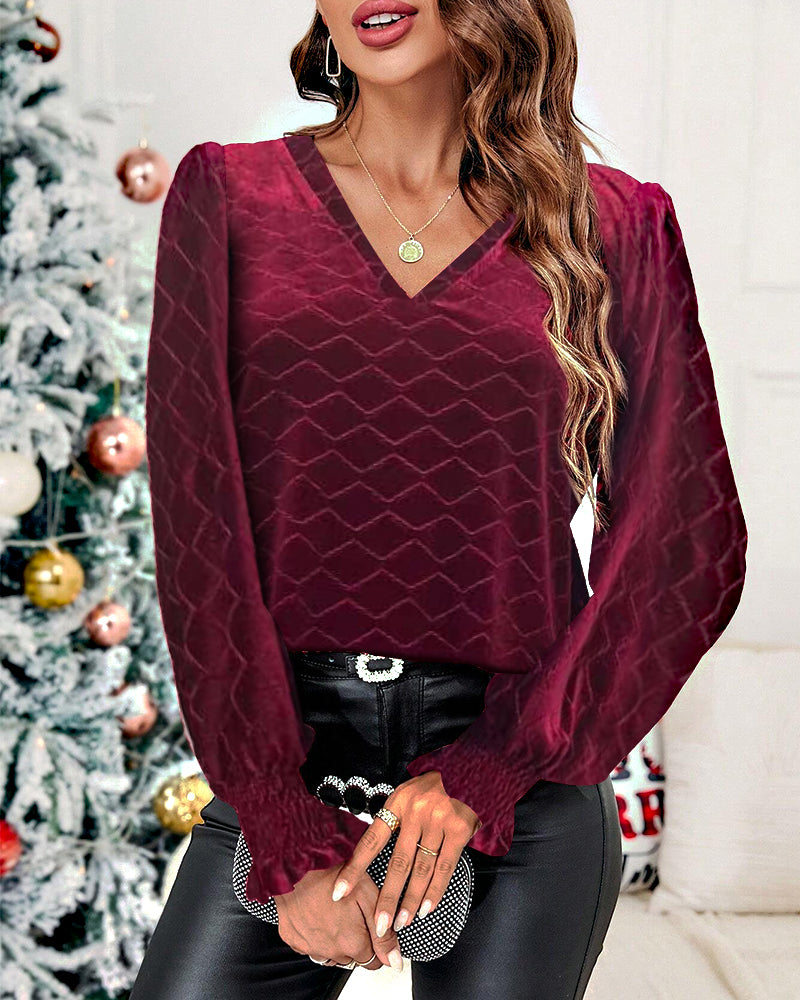 elegant Long sleeve V neck top