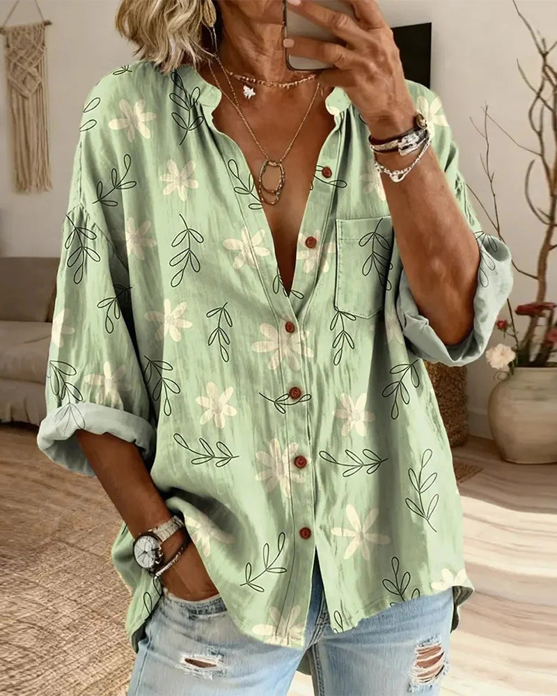 Collared Printed Loose-Fit Shirt