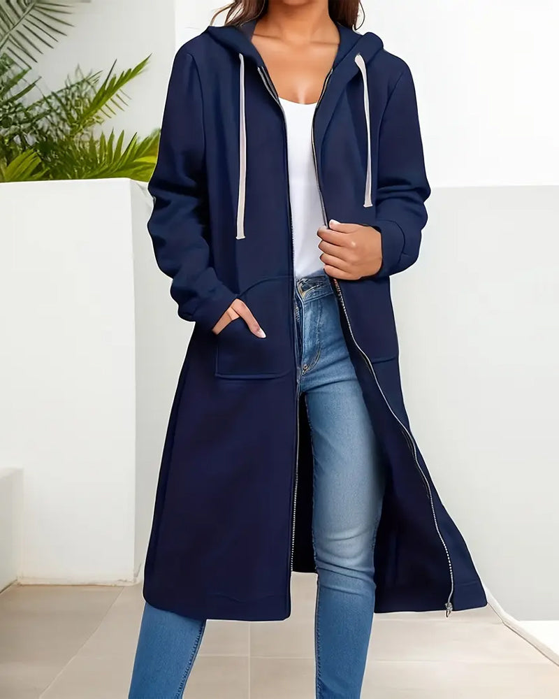 Hooded Zip-Up Sweatshirt Coat