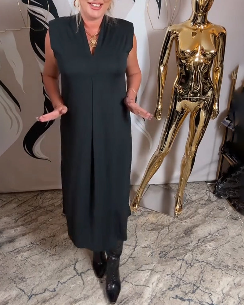 V-Neck Fashionable Sleeveless Dress