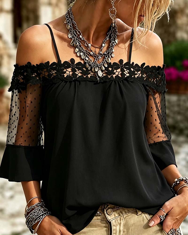 Bardot Cami Lace Panel Cutout Blouse