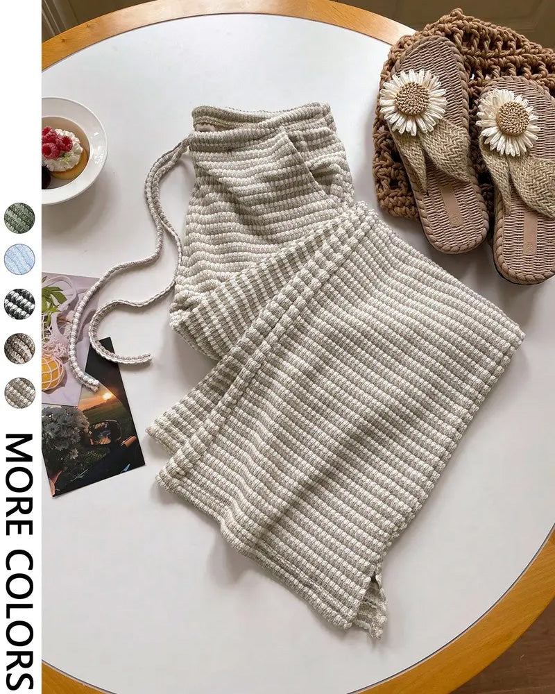 High Waist Striped Casual Pants