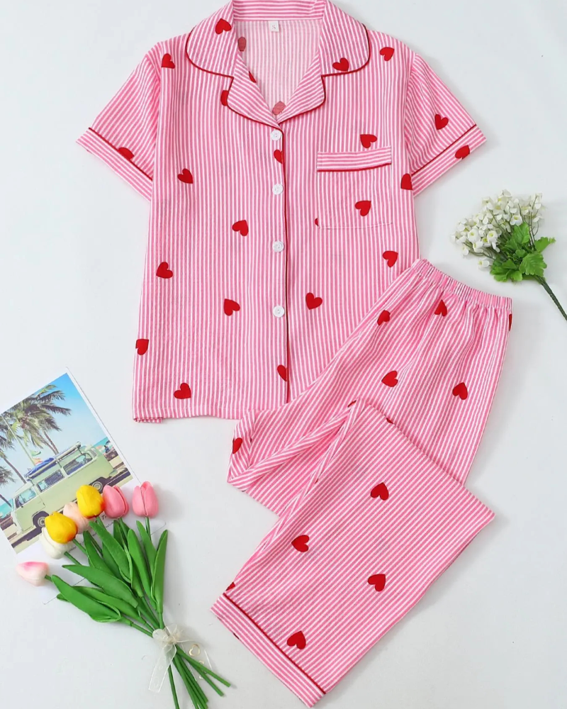 Heart Stripe Loungewear Set
