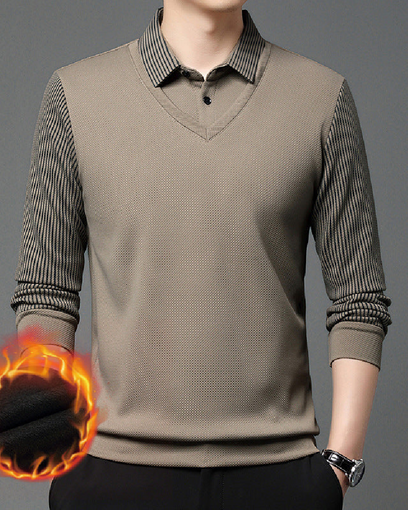 ⏳Limited Time 50% Off💥Striped Lapel Fake Two-Piece Shirt