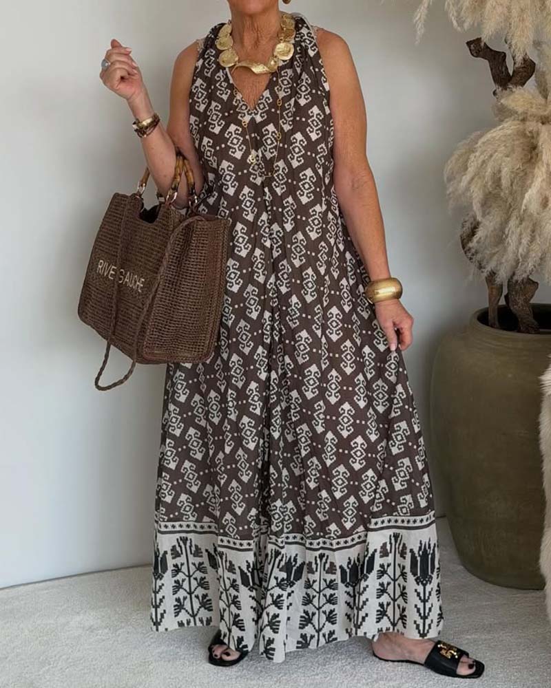 V-Neck Halter Elegant Maxi Dress