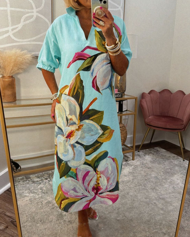 Floral print loose casual dress