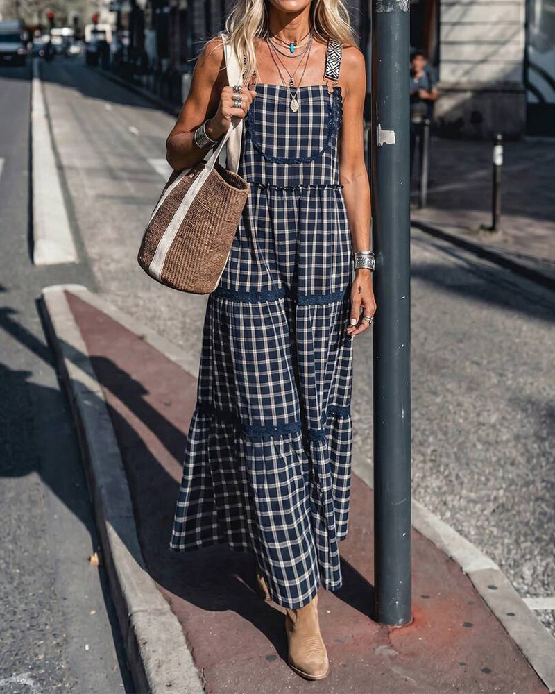 Camisole Plaid Patchwork Dress
