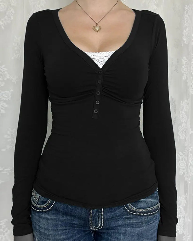 Lace-Trimmed Layered-Look Top