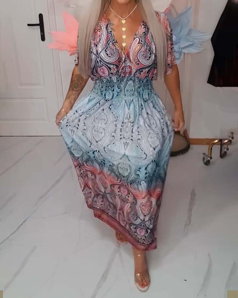 V-Neck Waist Draped Holiday Dress