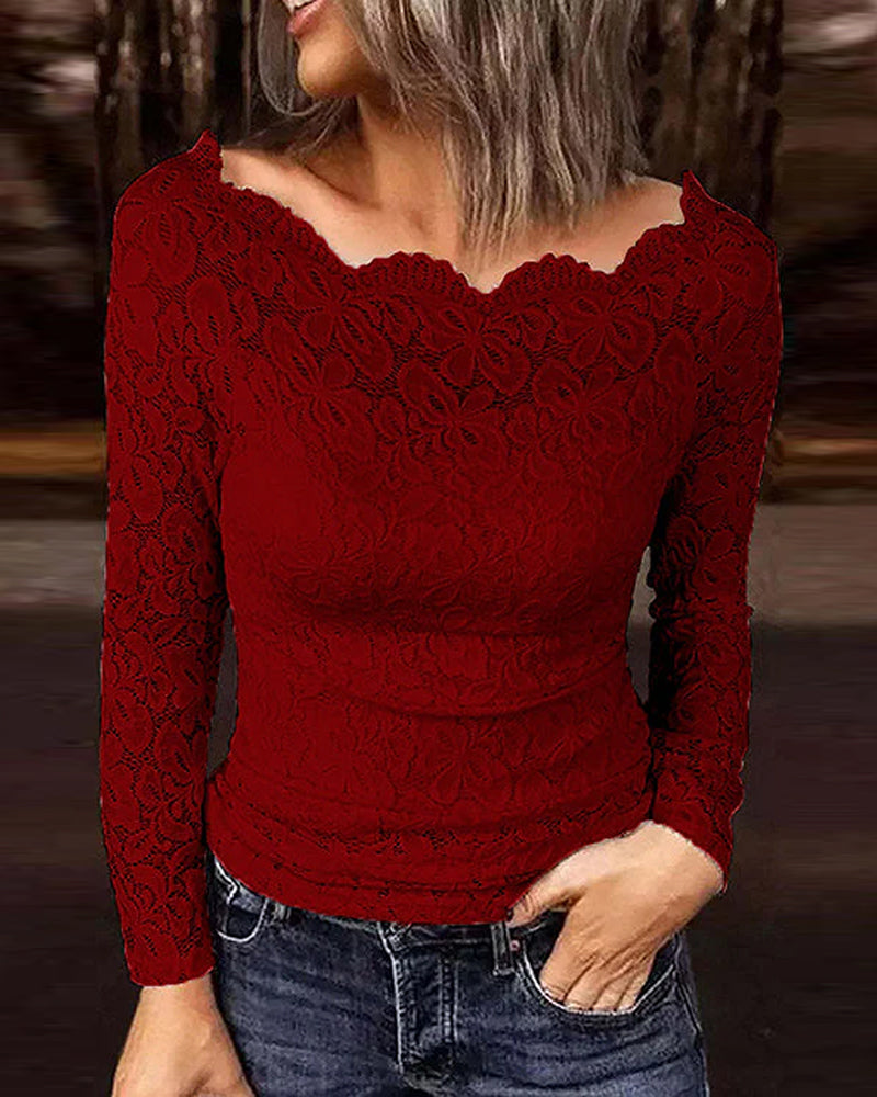 Solid Color Long-Sleeved Base Layer Top