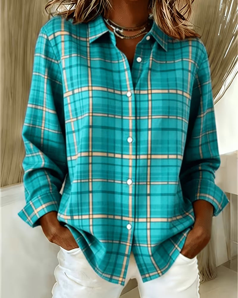 Lapel Plaid Casual Shirt