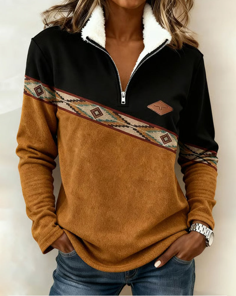 Retro Half-Zip Collar Sweatshirt
