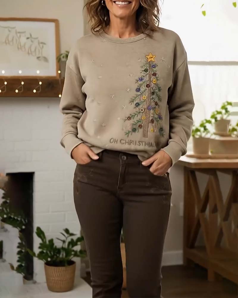 Loose-Fitting Long-Sleeved Printed Sweatshirt