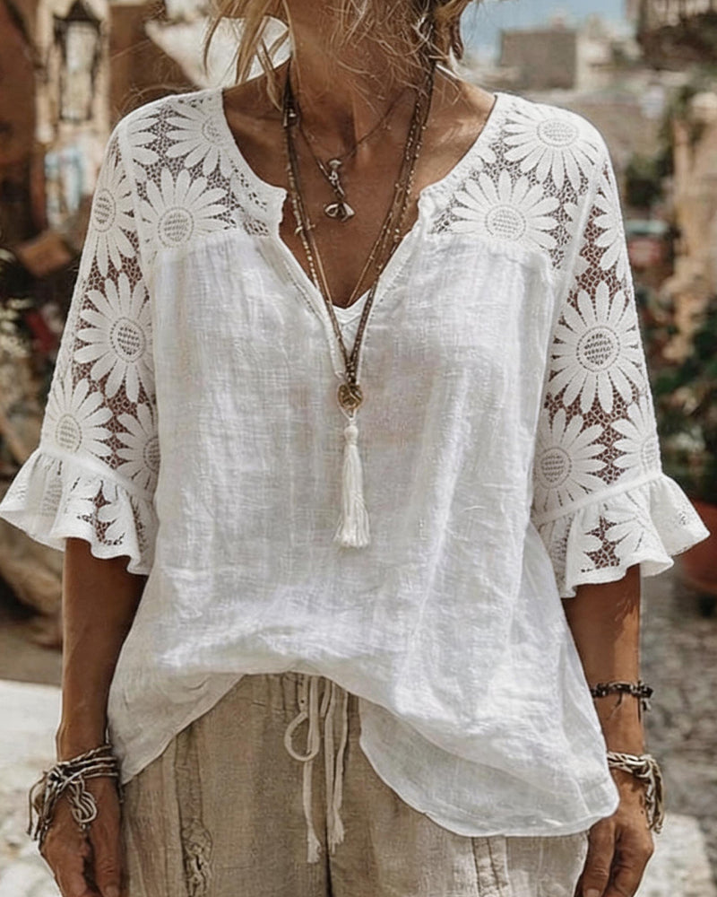 Daisy Lace Patchwork Blouse