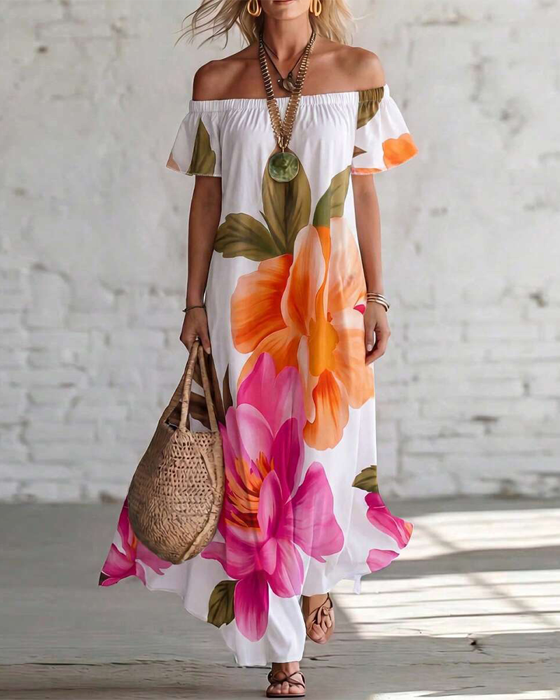 Off Shoulder Short Sleeve Dress