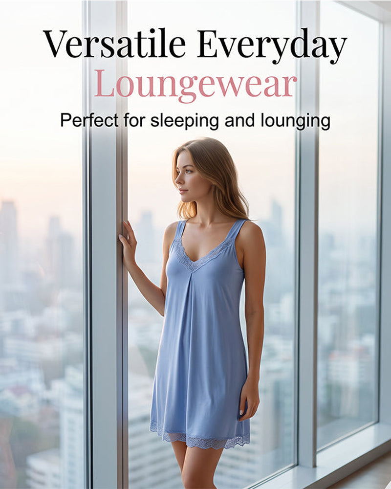 Solid Color Lace Sleep Dress