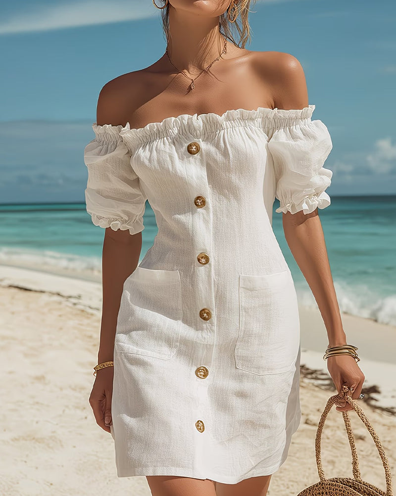 Off-Shoulder Chic Puff Sleeve Dress