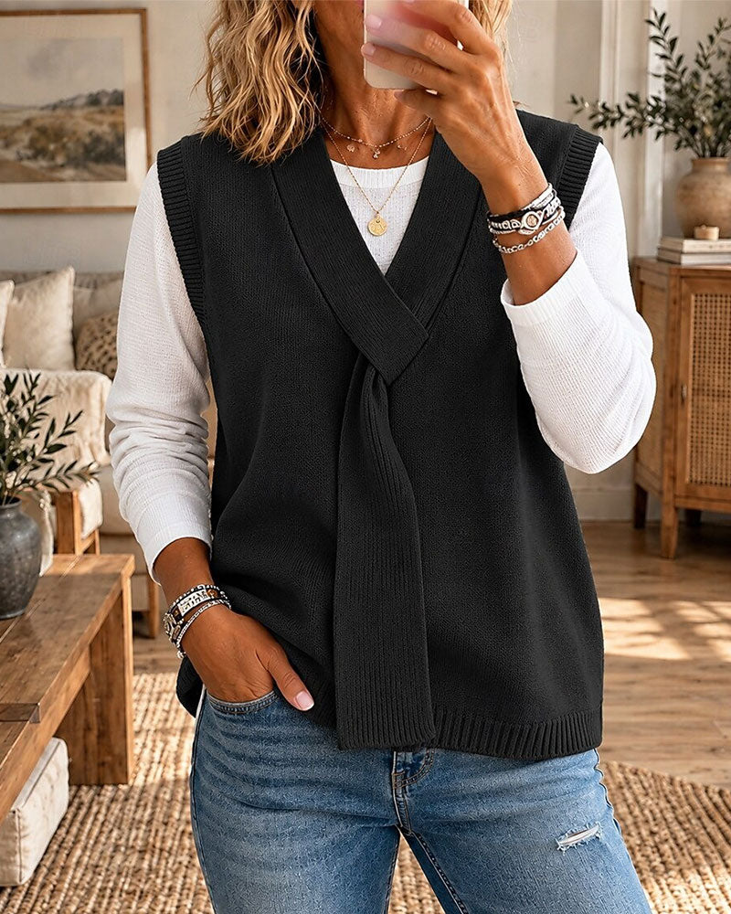 Sleeveless V-Neck Sweater Vest