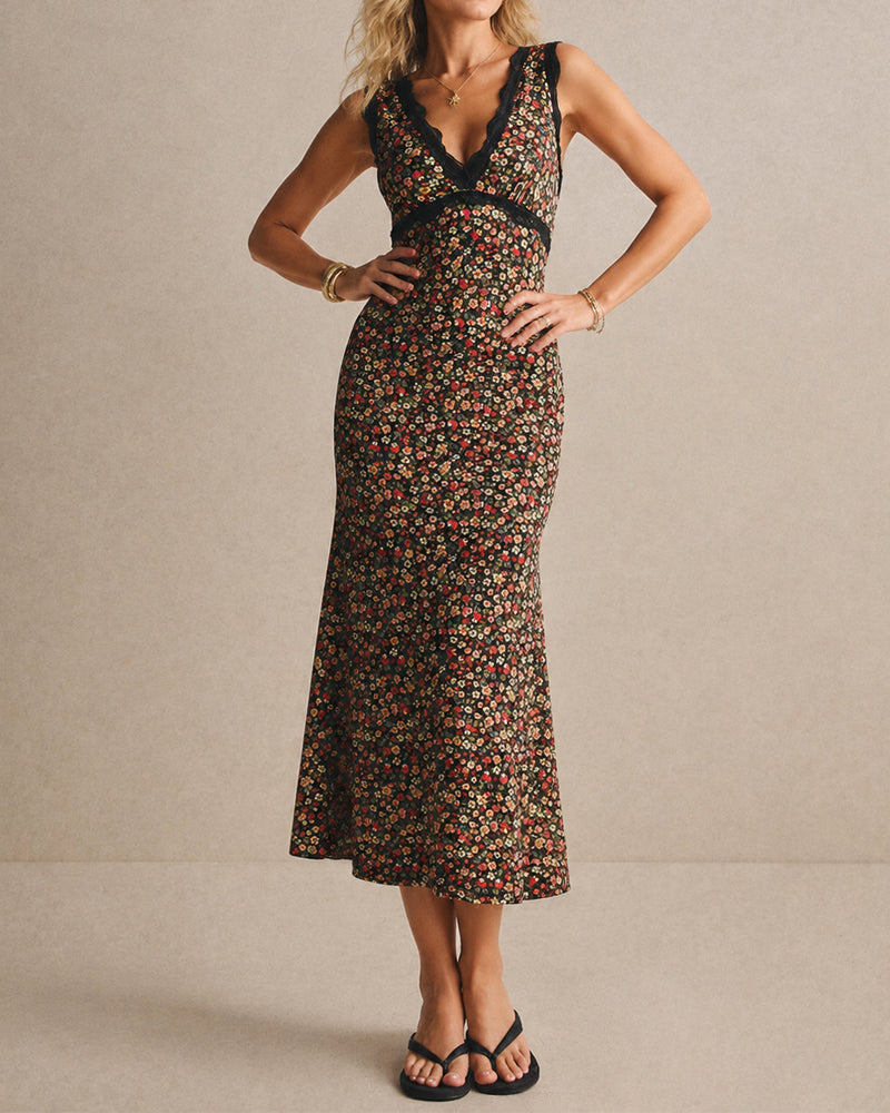 Casual V-Neck Lace Dress