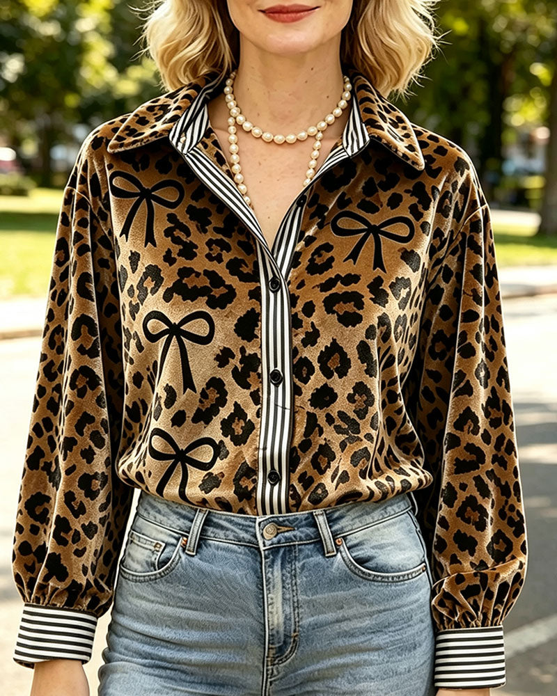 Leopard Print Bow Blouse