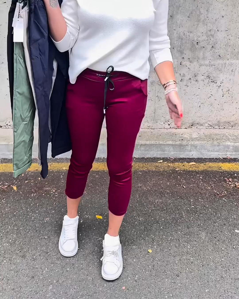 Elastic Drawstring Pencil Pants