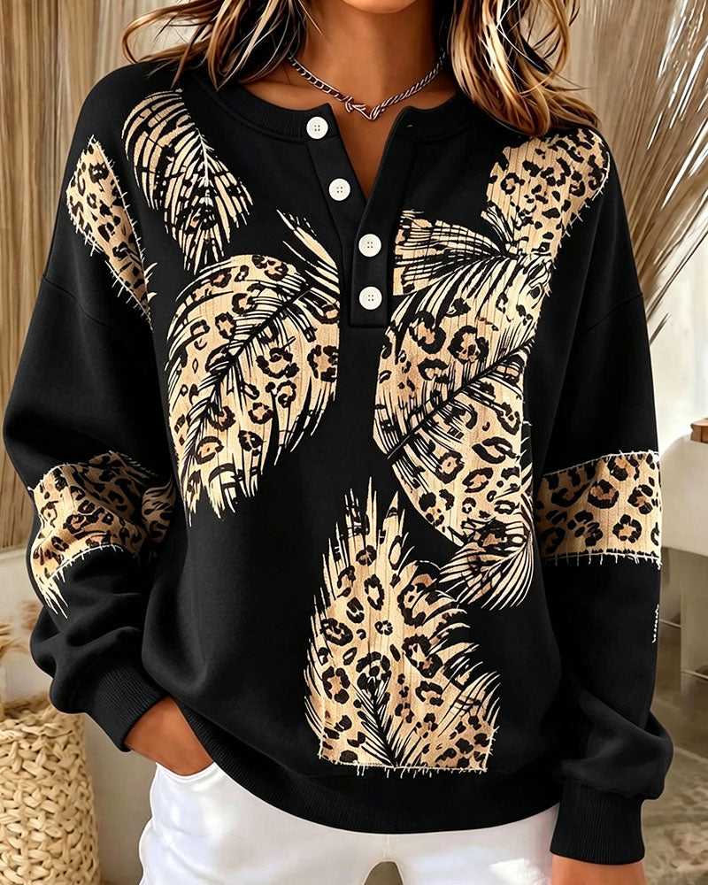 Leopard Feather Print Sweatshirt