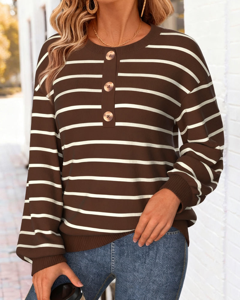 Striped Loose Ribbed Sweatshirt