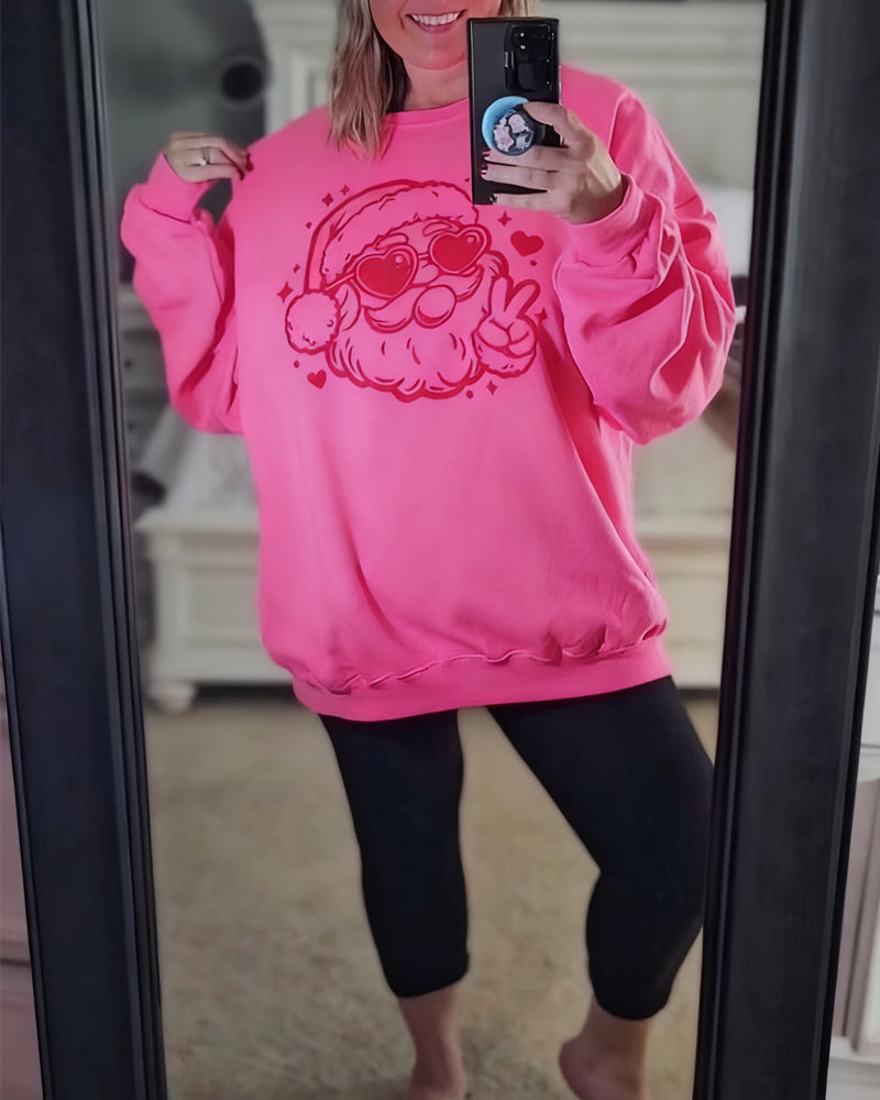 Santa Claus Print Crew Neck Sweatshirt