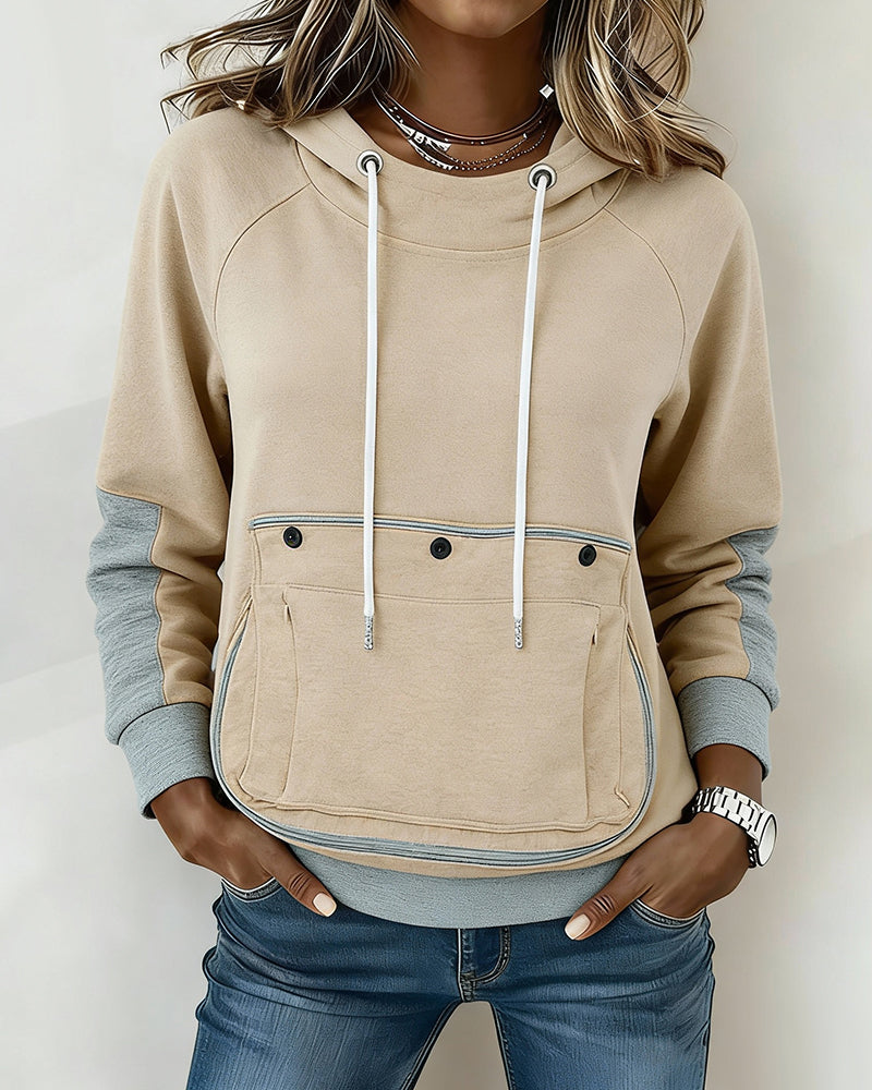 A Long-Sleeve Color-Block Hoodie