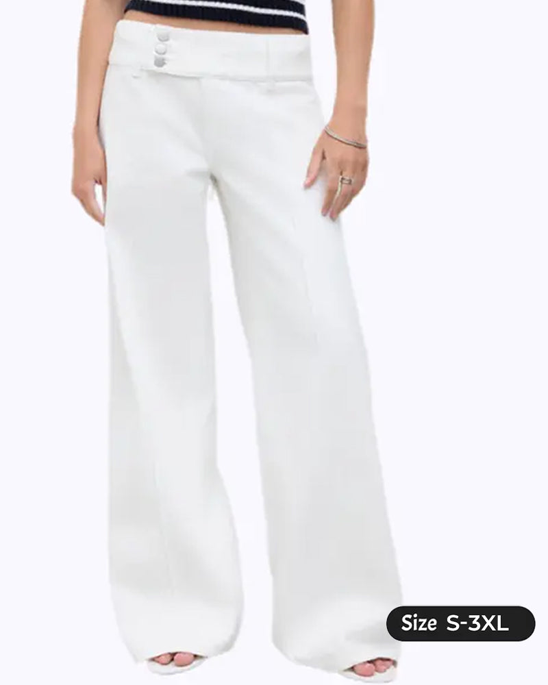 Three-Button High-Waist Wide-Leg Pants