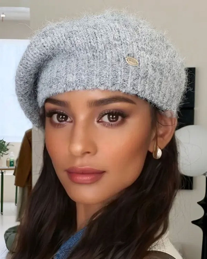 Women Plain Knit Beret Beanie