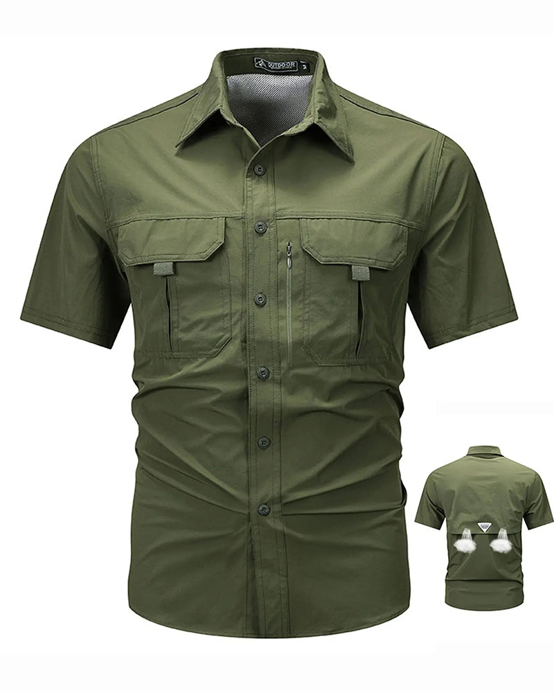 Short-Sleeved Retro Work Shirt
