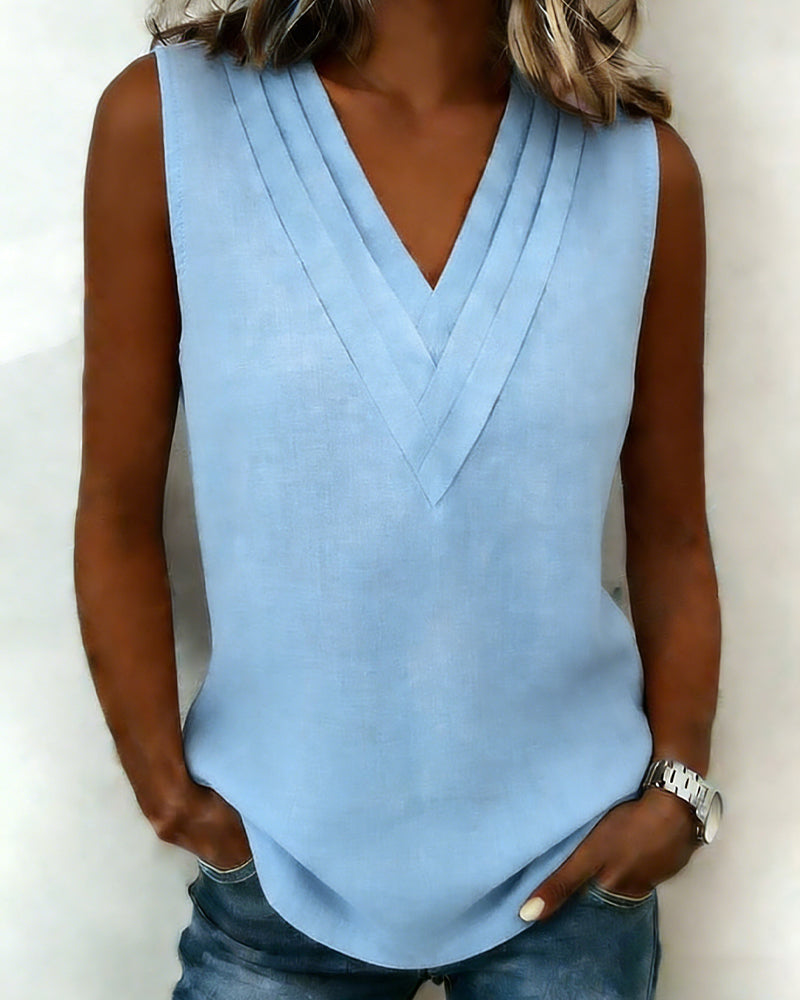 Fashionable Double-Layer V-Neck Tank Top