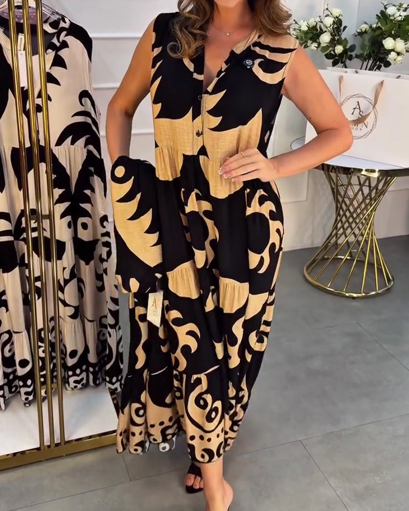 Casual V-Neck Printed Dress