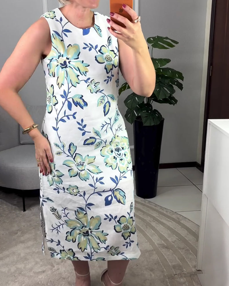 Sleeveless Floral Straight Dress
