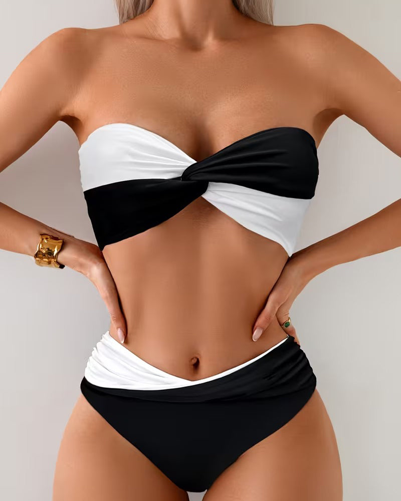 Stylish Contrast Color Bikini